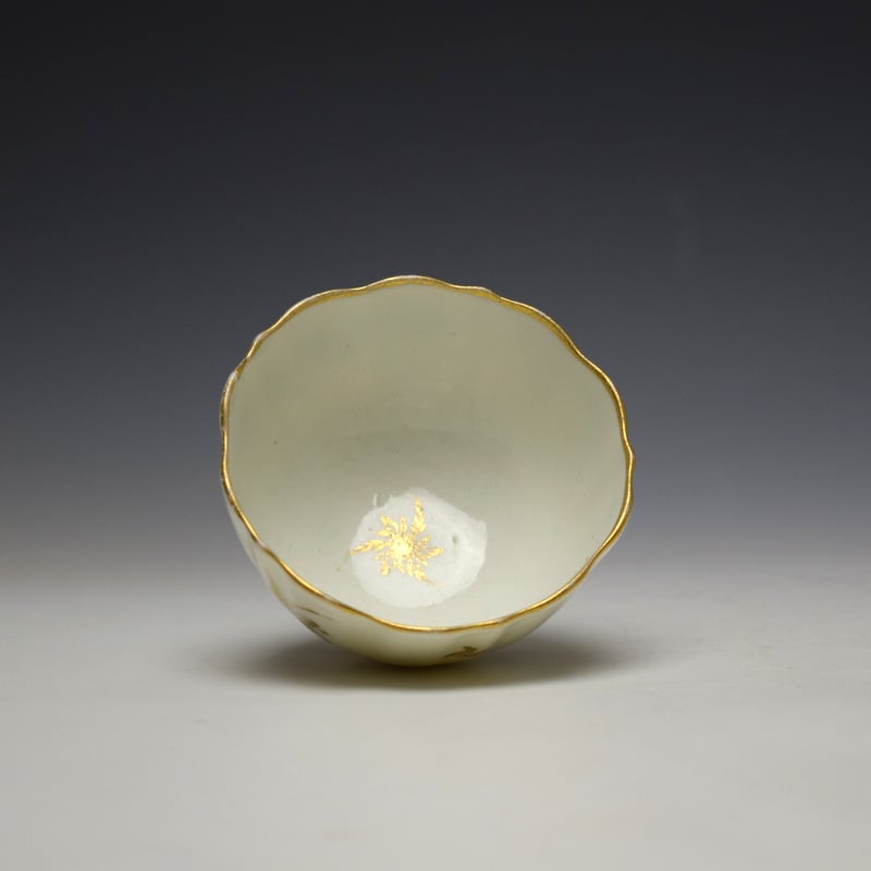 Caughley Gilded Floral Pattern Fluted Teabowl c1785-95 (7)