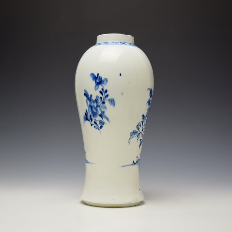 Lowestoft Holled Rock Peony Fence Willow Pattern Vase c1775-80 (3)