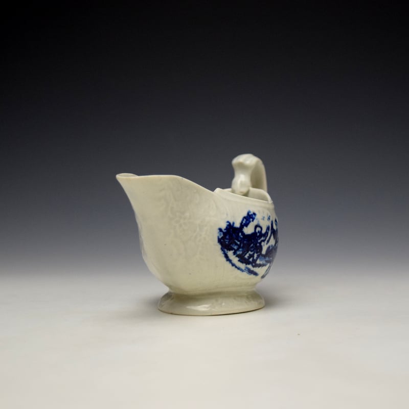 Liverpool John Pennington Chinese Lady and Boy With Bird Pattern Creamboat c1780-90 (3)