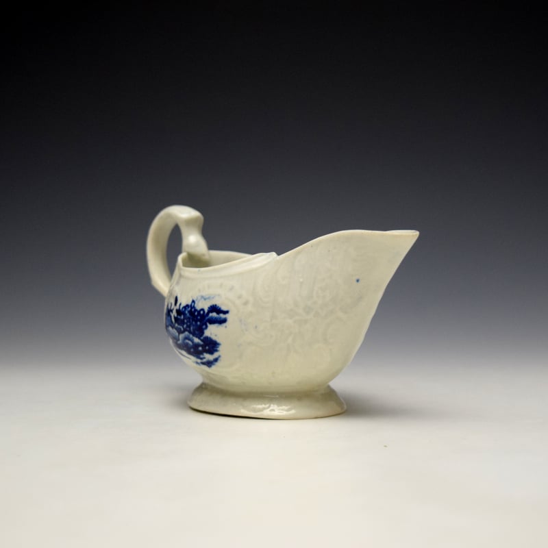Liverpool John Pennington Chinese Lady and Boy With Bird Pattern Creamboat c1780-90 (4)