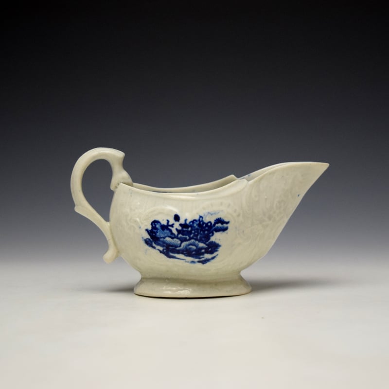 Liverpool John Pennington Chinese Lady and Boy With Bird Pattern Creamboat c1780-90 (5)