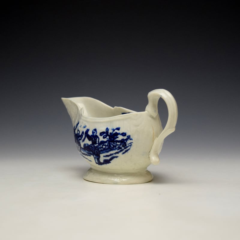 Liverpool John Pennington Chinese Lady and Boy With Bird Pattern Creamboat c1780-90 (7)