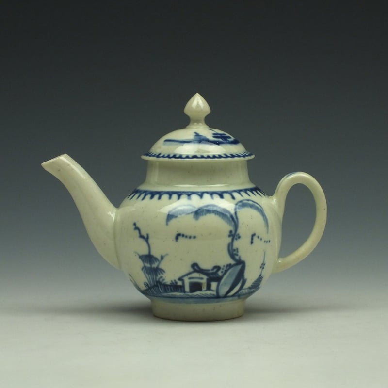Liverpool John Pennington House Fence and Willow Pattern Toy Teapot c1775-85 (1)