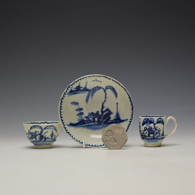 John Pennington House Fence and Willow Pattern Toy Trio c1775-85 Ex Steven Goss Collection