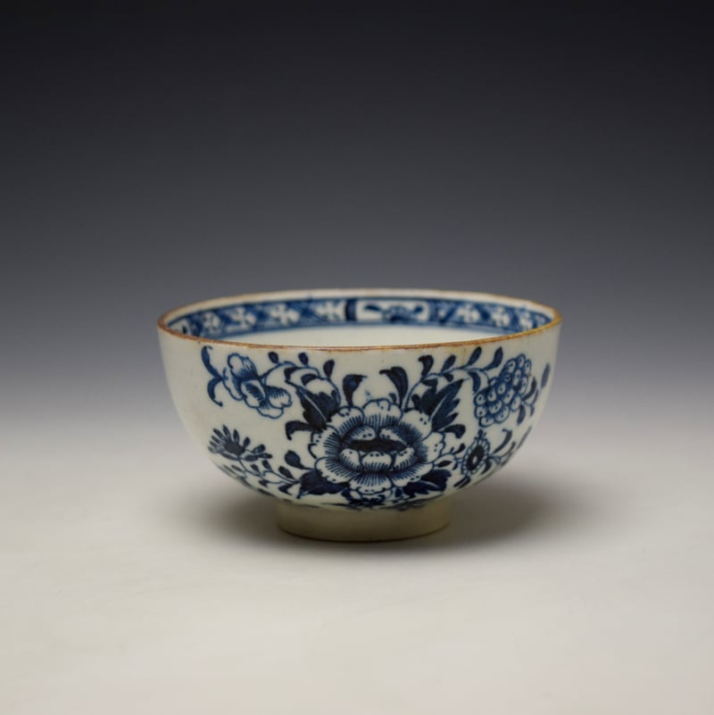 Large Floral Sprays Pattern Breakfast Sized Teabowl c1780-85