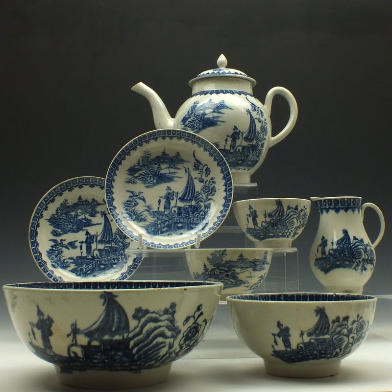 Liverpool John Pennington Fisherman Pattern Tea Set c1775-85