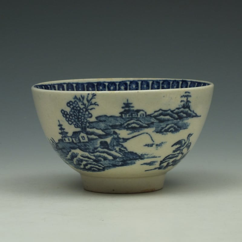 Liverpool John Pennington Fisherman Pattern Teabowl and Saucer c1775-85 (27)