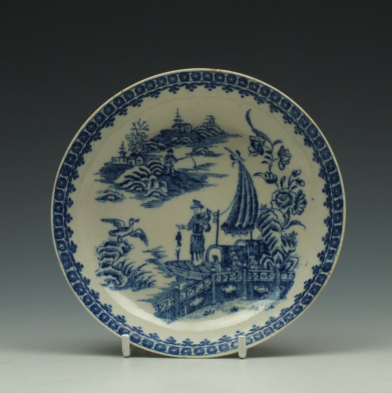 Liverpool John Pennington Fisherman Pattern Teabowl and Saucer c1775-85 (32)