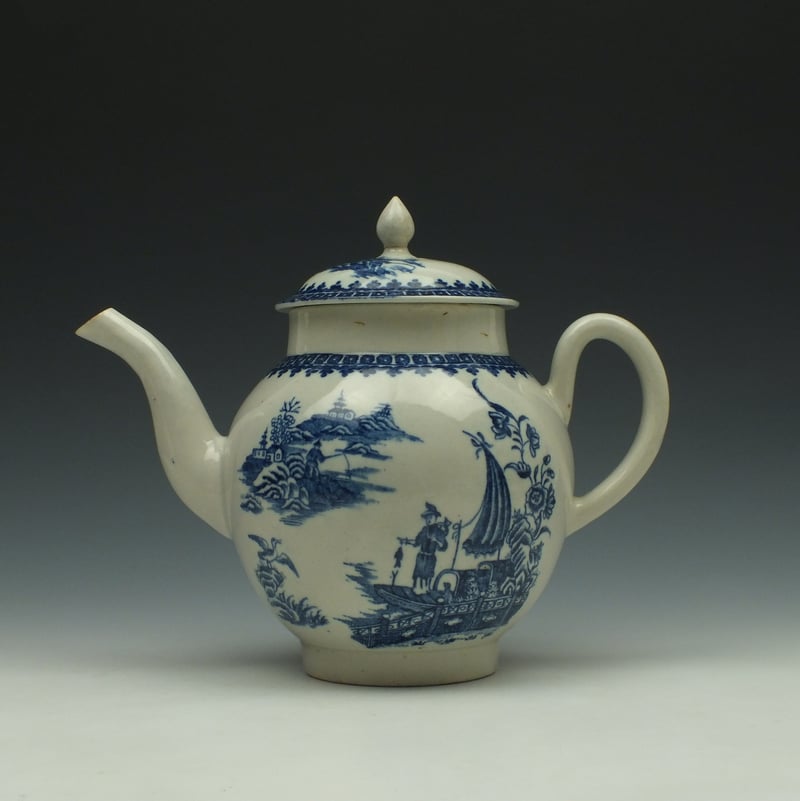 Liverpool John Pennington Fisherman Pattern Teapot and cover c1775-85 (13)