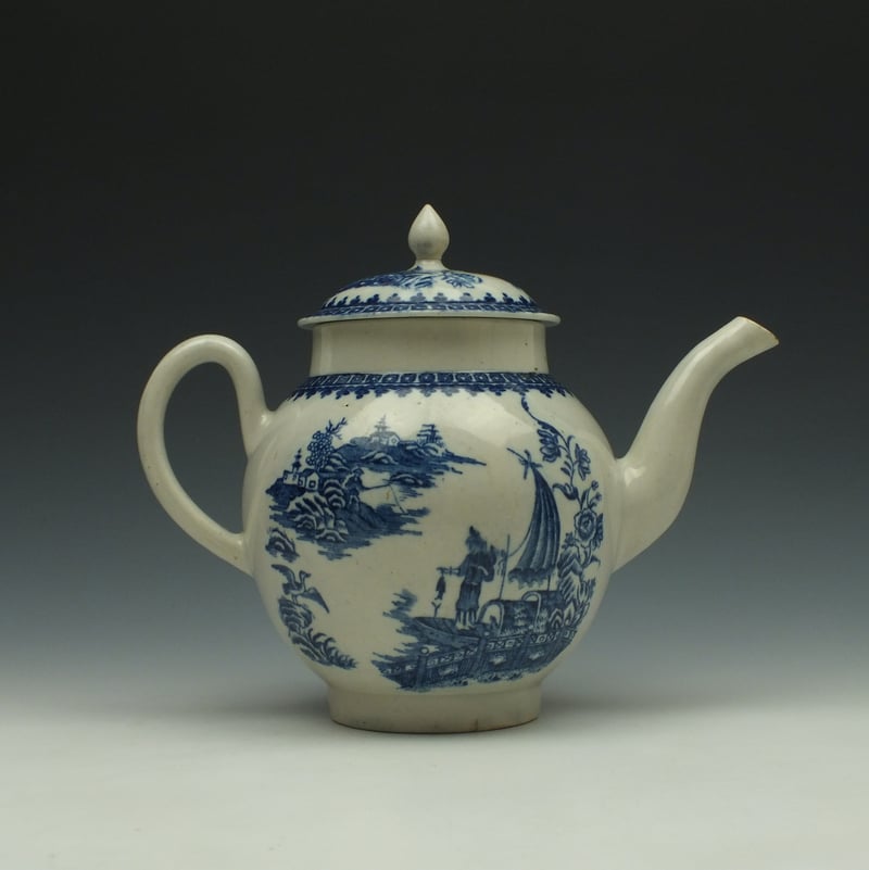 Liverpool John Pennington Fisherman Pattern Teapot and cover c1775-85 (17)