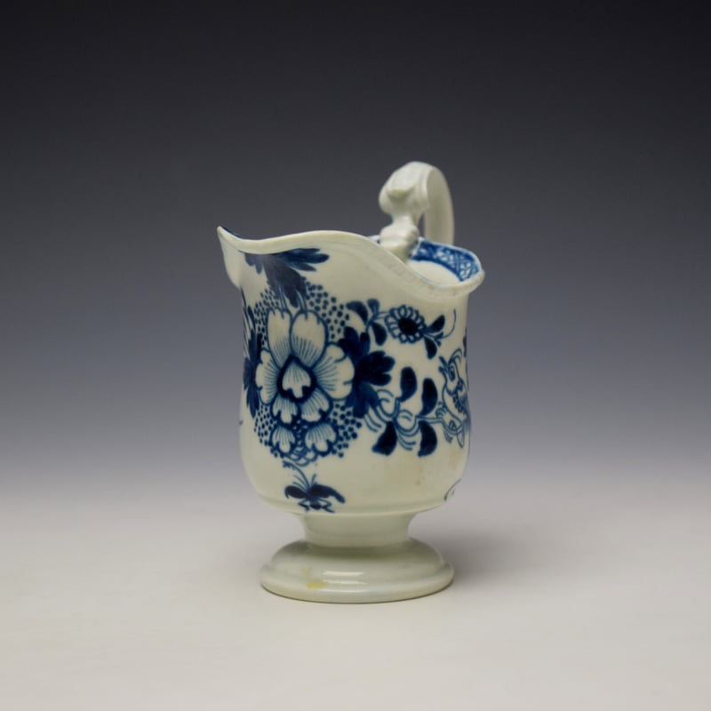 Liverpool Philip Christian Liverbird Pattern Helmet Shaped Cream Jug c1765-70 (2)