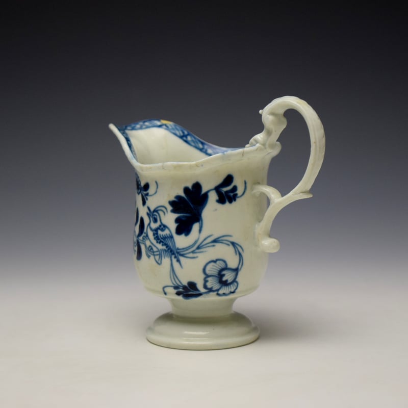Liverpool Philip Christian Liverbird Pattern Helmet Shaped Cream Jug c1765-70 (6)