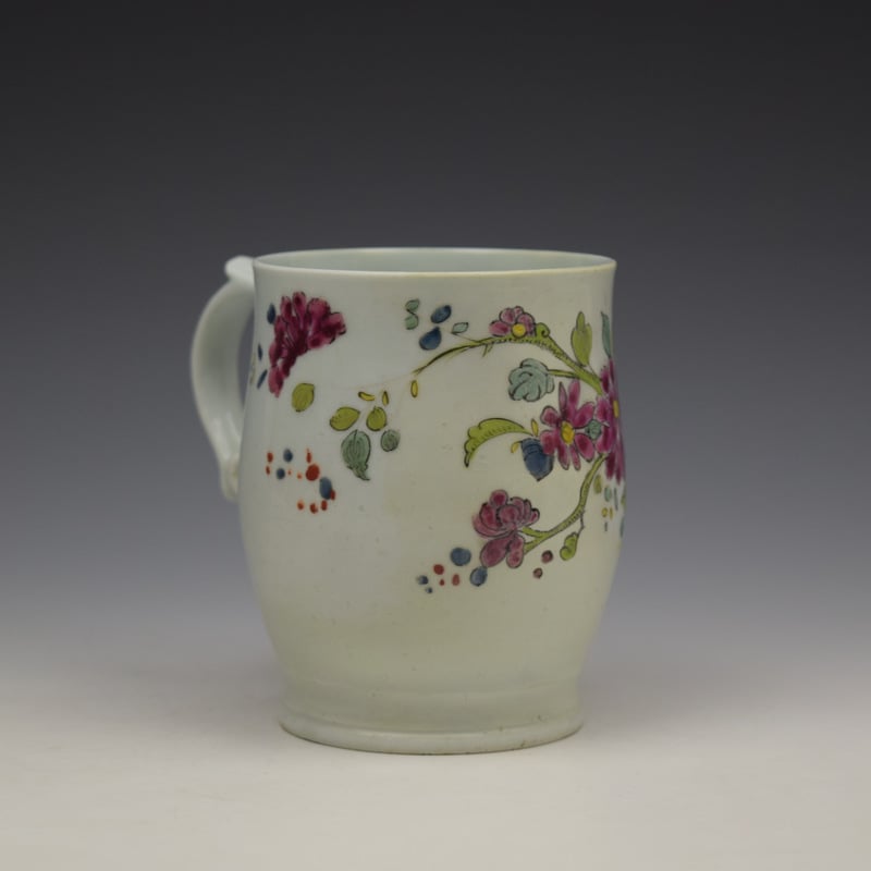 Longton Hall Fancy Bird and Rock Pattern Bell Shaped Mug c1755 Ex Watney Collection (4)