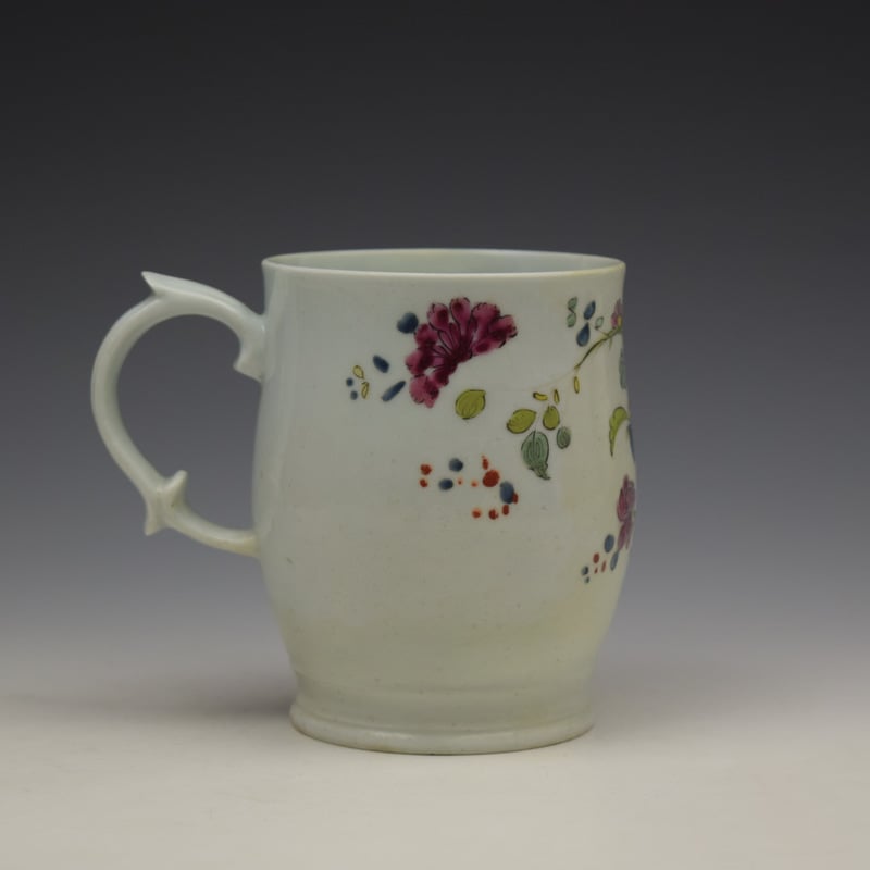 Longton Hall Fancy Bird and Rock Pattern Bell Shaped Mug c1755 Ex Watney Collection (5)