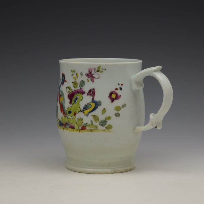 Longton Hall Fancy Bird and Rock Pattern Bell Shaped Mug c1755 Ex Watney Collection (8)