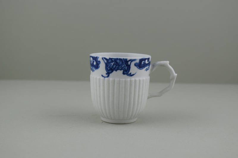 Longton Hall Hand Painted Ribbed Coffee Cup, C1755.