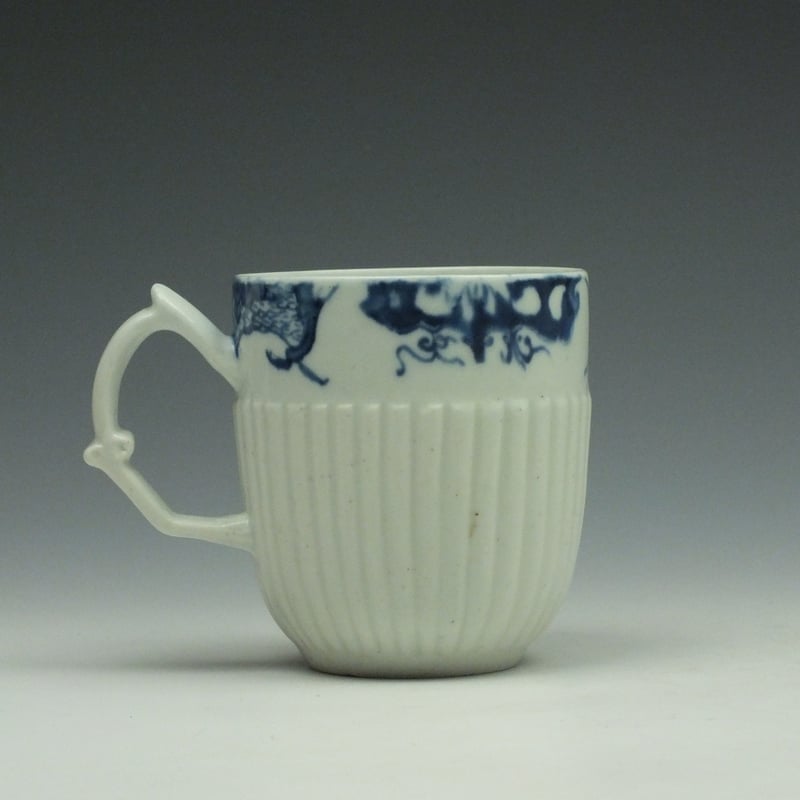 Longton Hall Ribbed Lamberquin Border Pattern Coffee Cup c1755-58 (3)