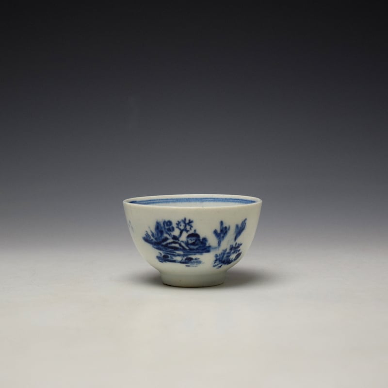 Lowestoft Fence Pattern Child Sized Teabowl and Saucer c1770-80 - Image 5
