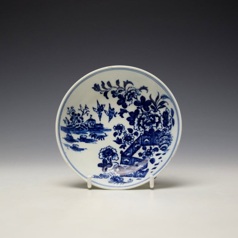 Lowestoft Fence Pattern Child Sized Teabowl and Saucer c1770-80 - Image 9