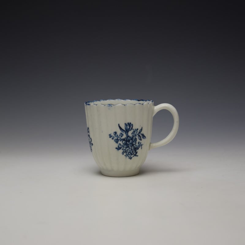 Lowestoft Fluted floral Pattern Coffee Cup and Saucer c1775-80 (2)