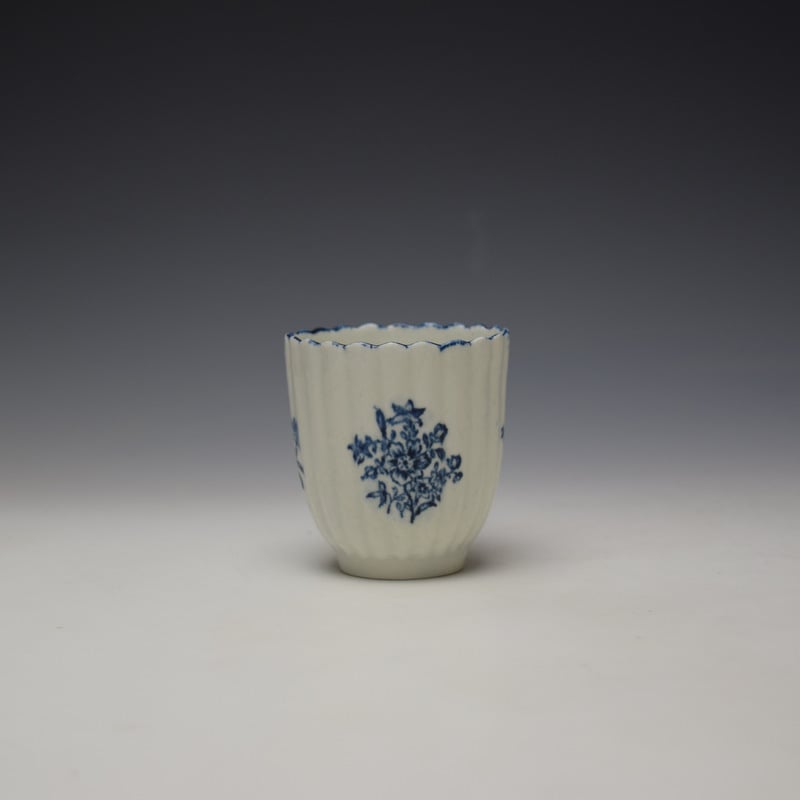 Lowestoft Fluted floral Pattern Coffee Cup and Saucer c1775-80 (3)