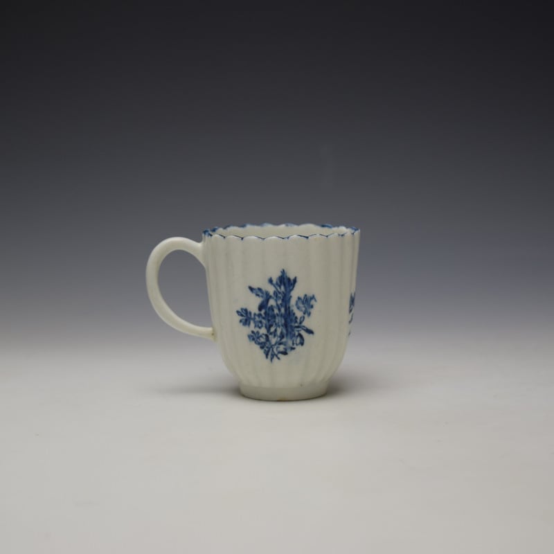 Lowestoft Fluted floral Pattern Coffee Cup and Saucer c1775-80 (4)