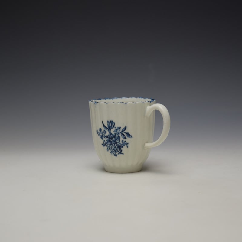 Lowestoft Fluted floral Pattern Coffee Cup and Saucer c1775-80 (6)