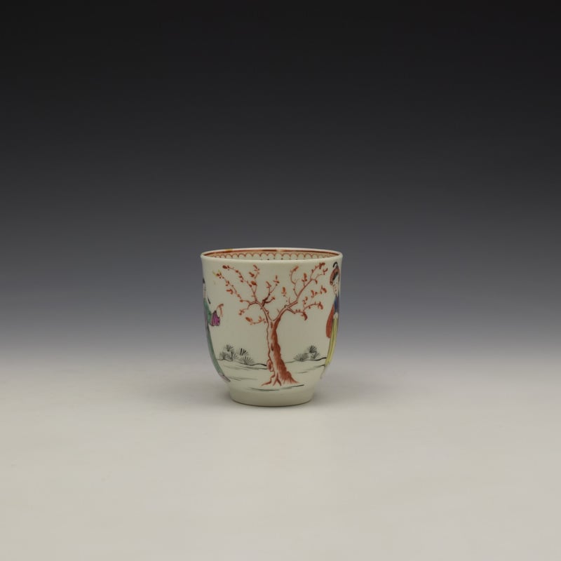 Worcester Mandarin Lady and Creel Pattern Coffee Cup c1780 (2)