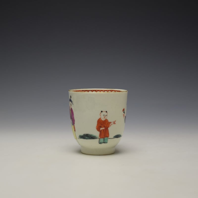 Worcester Mandarin Lady Holding Flowers Pattern Coffee Cup c1770-75 (2)