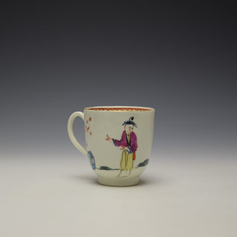 Worcester Mandarin Lady Holding Flowers Pattern Coffee Cup c1770-75 (3)