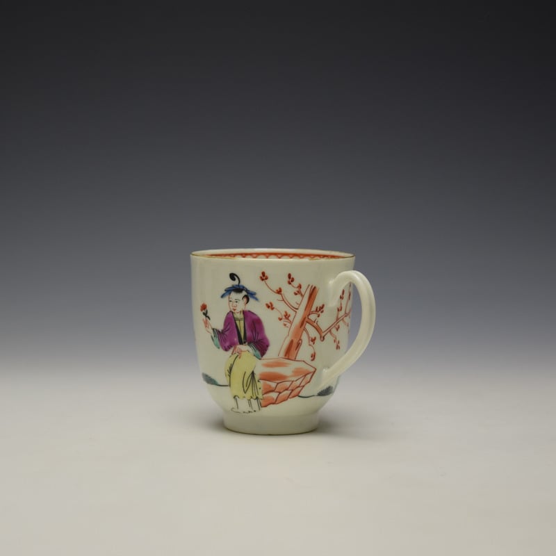 Worcester Mandarin Lady Holding Flowers Pattern Coffee Cup c1770-75 (5)