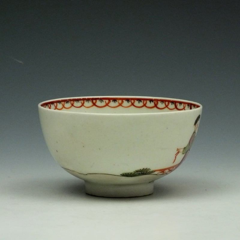 Lowestoft Mandarin Pipe Smoker Pattern Teabowl and Saucer c1785-95 (5)