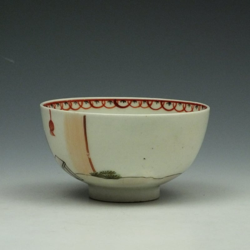 Lowestoft Mandarin Pipe Smoker Pattern Teabowl and Saucer c1785-95 (6)