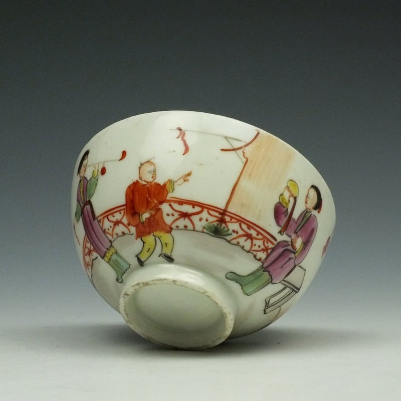 Lowestoft Mandarin Pipe Smoker Pattern Teabowl and Saucer c1785-95 (8)