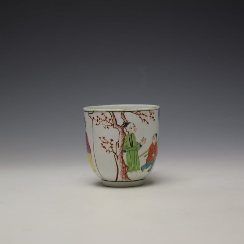 Worcester Mandarin Mother and Child Under a Tree Pattern Coffee Cup c1770-80 (2)