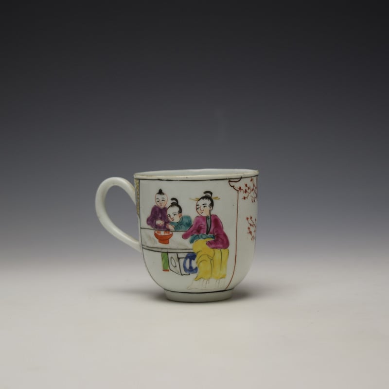 Worcester Mandarin Mother and Child Under a Tree Pattern Coffee Cup c1770-80 (3)