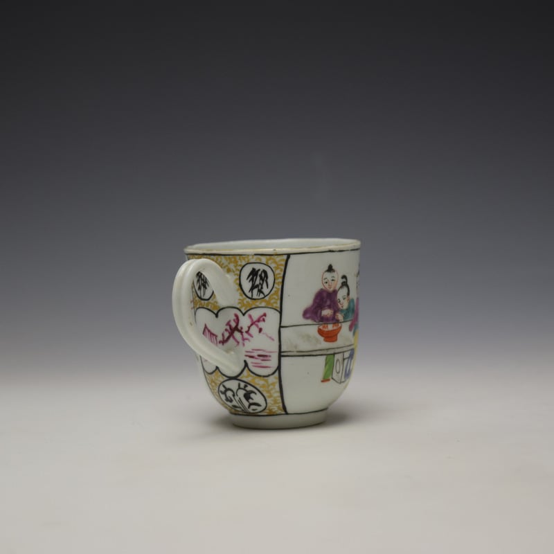 Worcester Mandarin Mother and Child Under a Tree Pattern Coffee Cup c1770-80 (4)