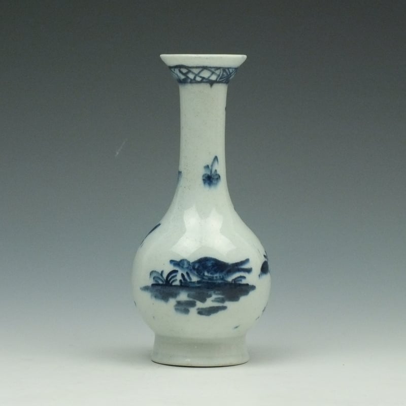 Lowestoft Peony and Bird Pattern Bottle Vase c1765-70 (4)