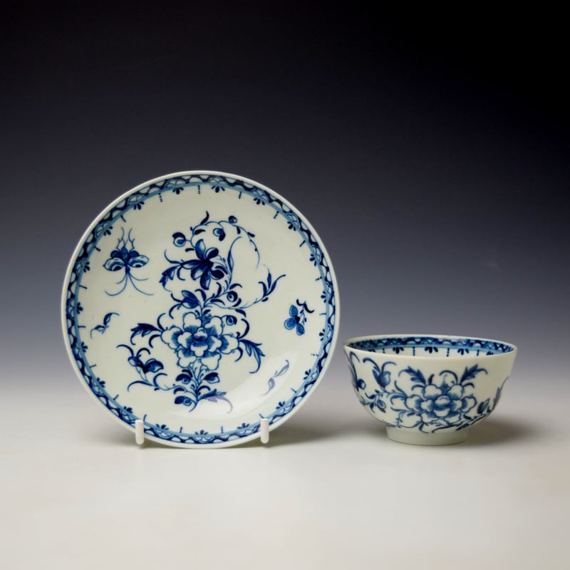 Peony Pattern Teabowl and Saucer c1770-75