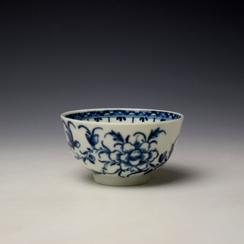 Worcester Peony Pattern Teabowl and Saucer c1770-75 (2)