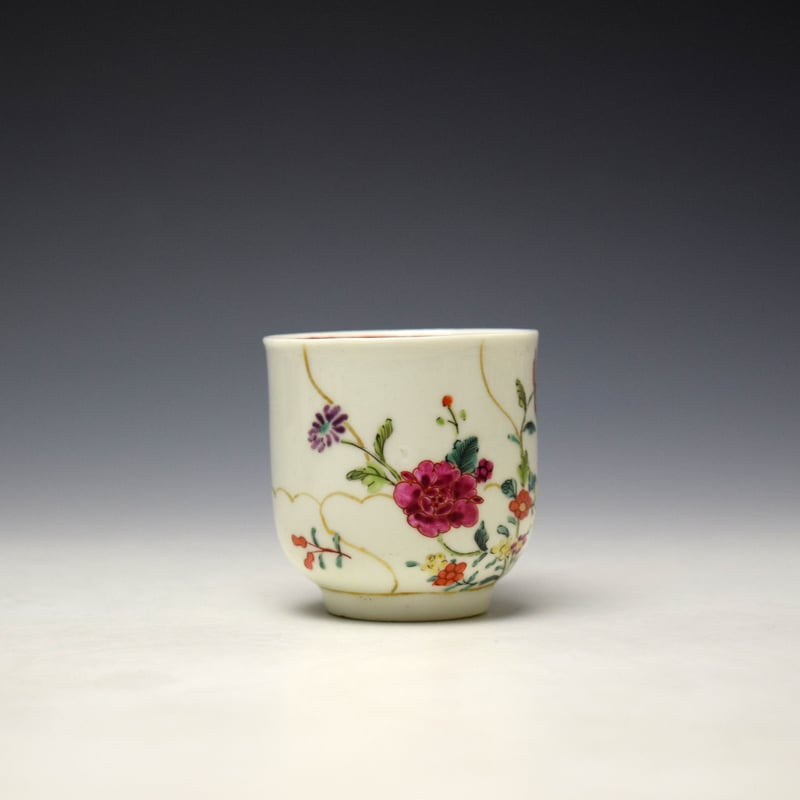 Philip Christian Floral and Gilt Panel Pattern Coffee Cup c1768-70 (1)