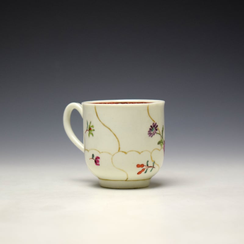 Philip Christian Floral and Gilt Panel Pattern Coffee Cup c1768-70 (2)