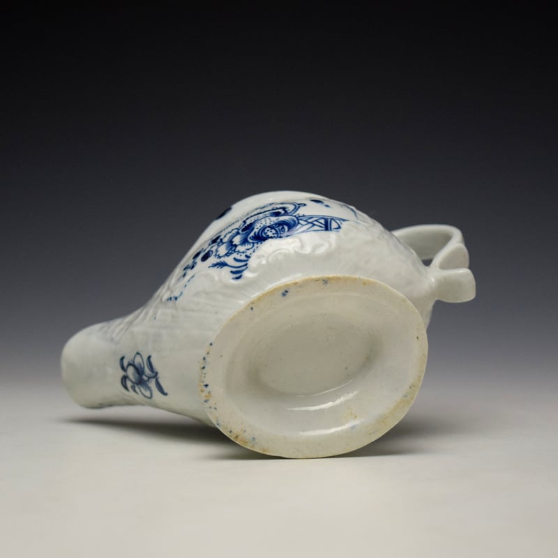 Liverpool Philip Christian Holled Rock Fence and Peony Pattern Sauceboat c1765-70 (8)