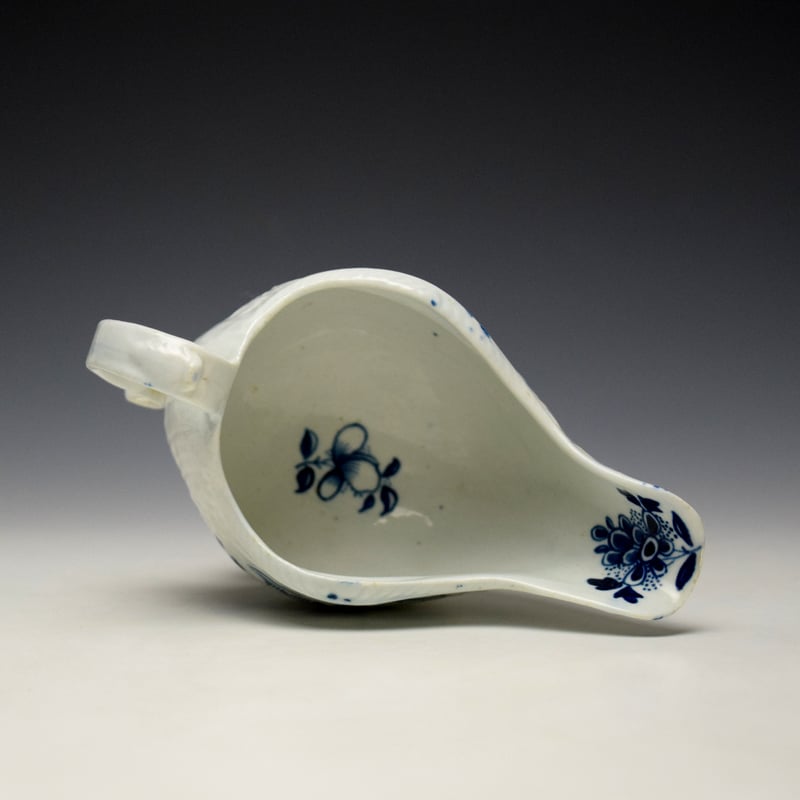 Liverpool Philip Christian Holled Rock Fence and Peony Pattern Sauceboat c1765-70 (9)
