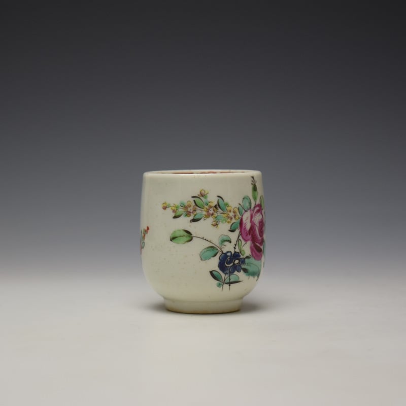 Liverpool Philip Christian Rose and Floral Sprays Pattern Coffee Cup and Saucer c1770 (3)
