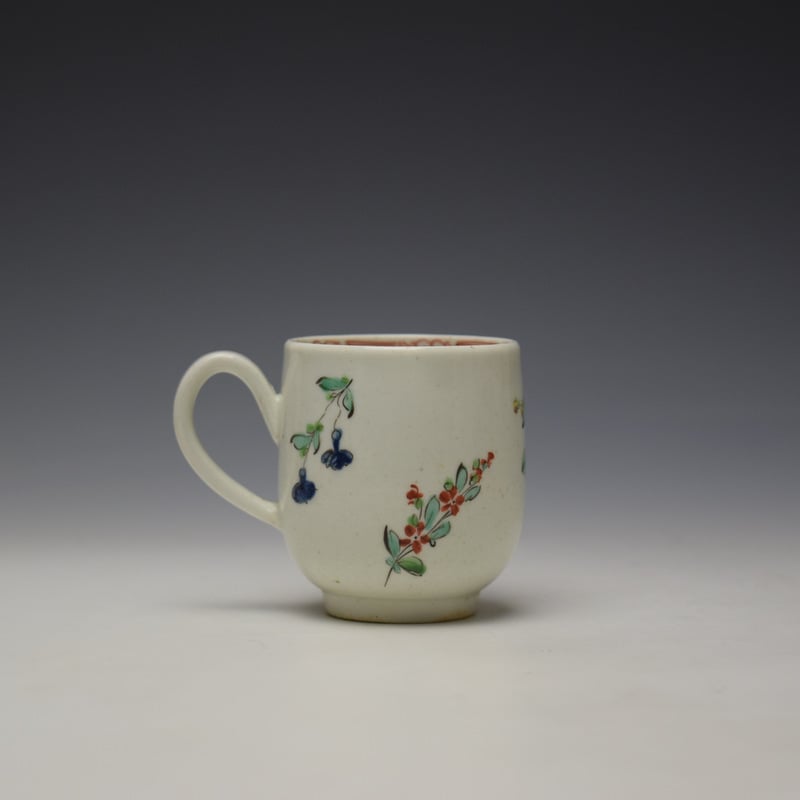 Liverpool Philip Christian Rose and Floral Sprays Pattern Coffee Cup and Saucer c1770 (4)