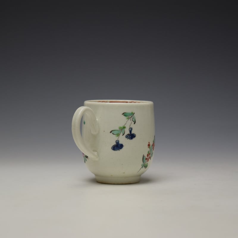 Liverpool Philip Christian Rose and Floral Sprays Pattern Coffee Cup and Saucer c1770 (5)