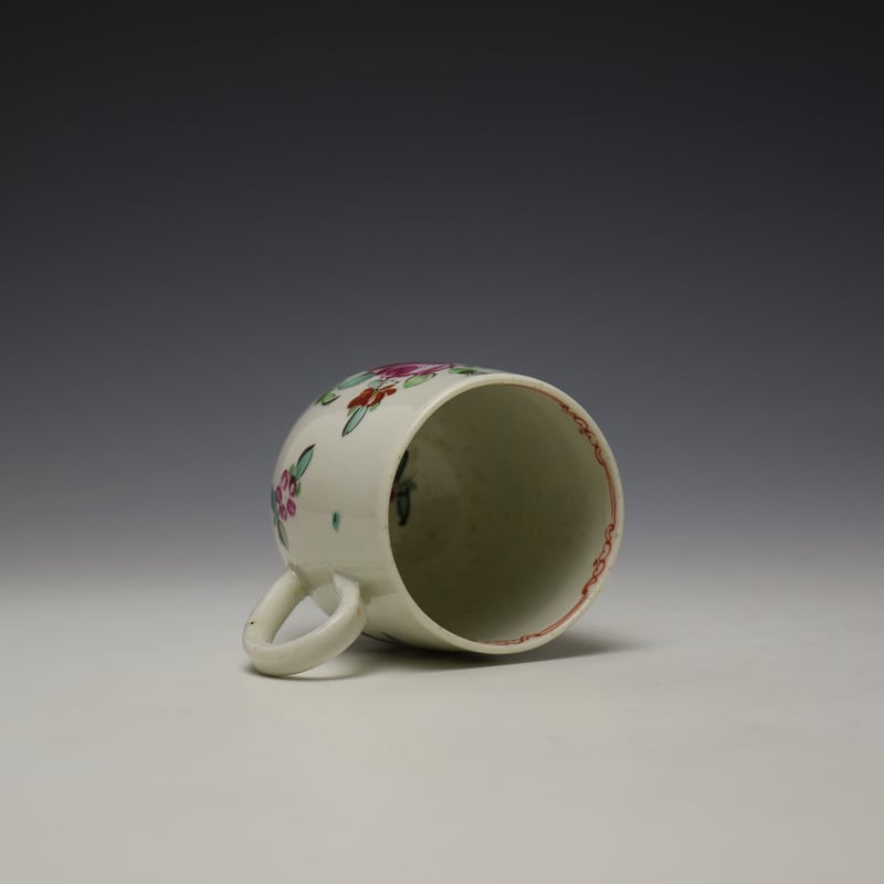 Liverpool Philip Christian Rose and Floral Sprays Pattern Coffee Cup and Saucer c1770 (6)