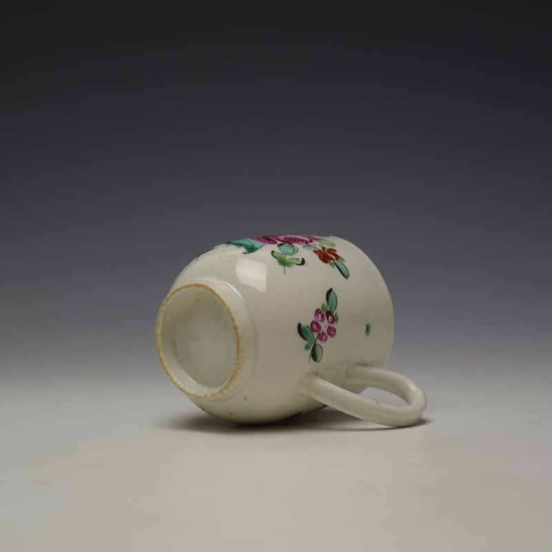 Liverpool Philip Christian Rose and Floral Sprays Pattern Coffee Cup and Saucer c1770 (7)