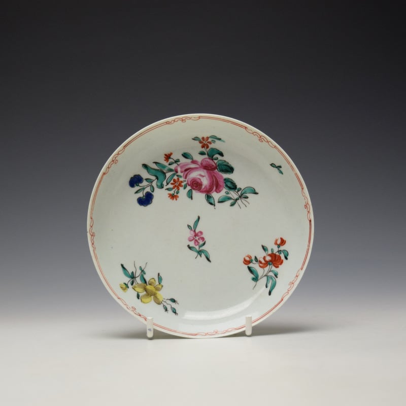 Liverpool Philip Christian Rose and Floral Sprays Pattern Coffee Cup and Saucer c1770 (8)